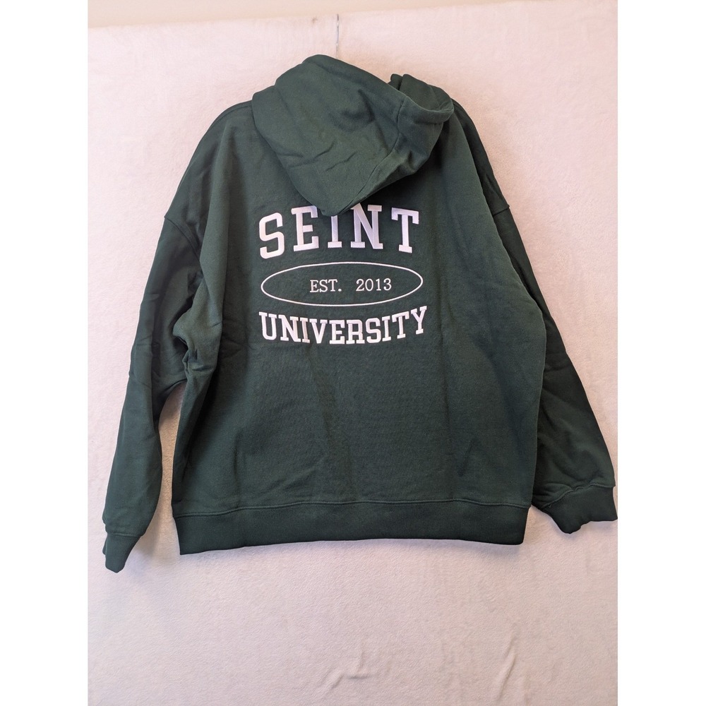 SEINT University Full‎ Zip Hoodie Green Womens M Fleece Collegiate Sweatshirt